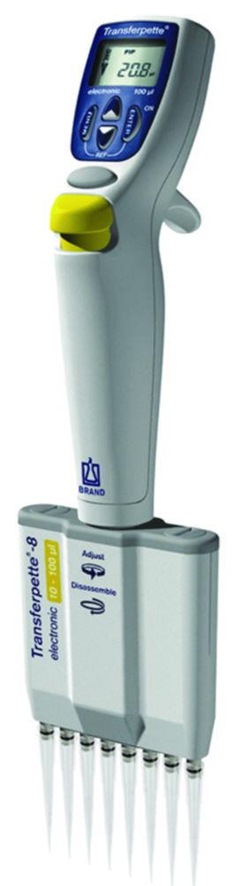 BRAND Transferpette Electronic 8-Channel Pipette 0.5–10 µL with 230V Adapter