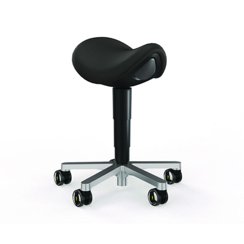 Interstuhl Büromöbel Cleanroom Saddle Stool with Castors Black Imitation Leather, Seat Height 540-800 mm, Cleanroom Class 3 According to DIN EN ISO 14644-1
