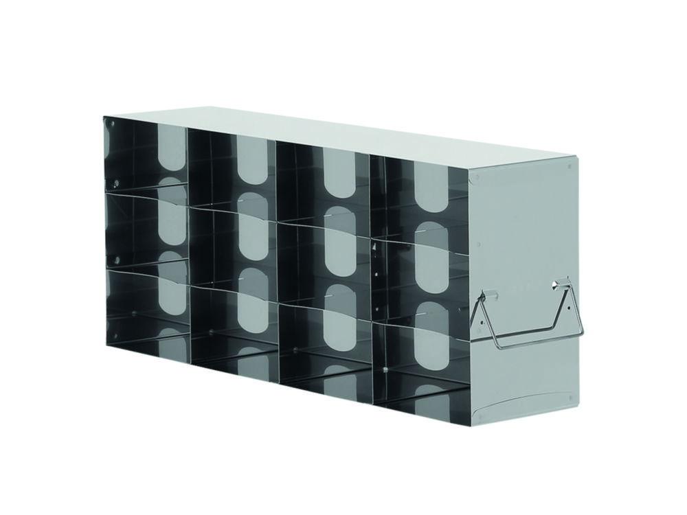 Standard rack for upright freezer for (hxd) 3x3 = 9 boxes 75mm high, delivered including standard white cardboard boxes and 9x9 cell dividers,