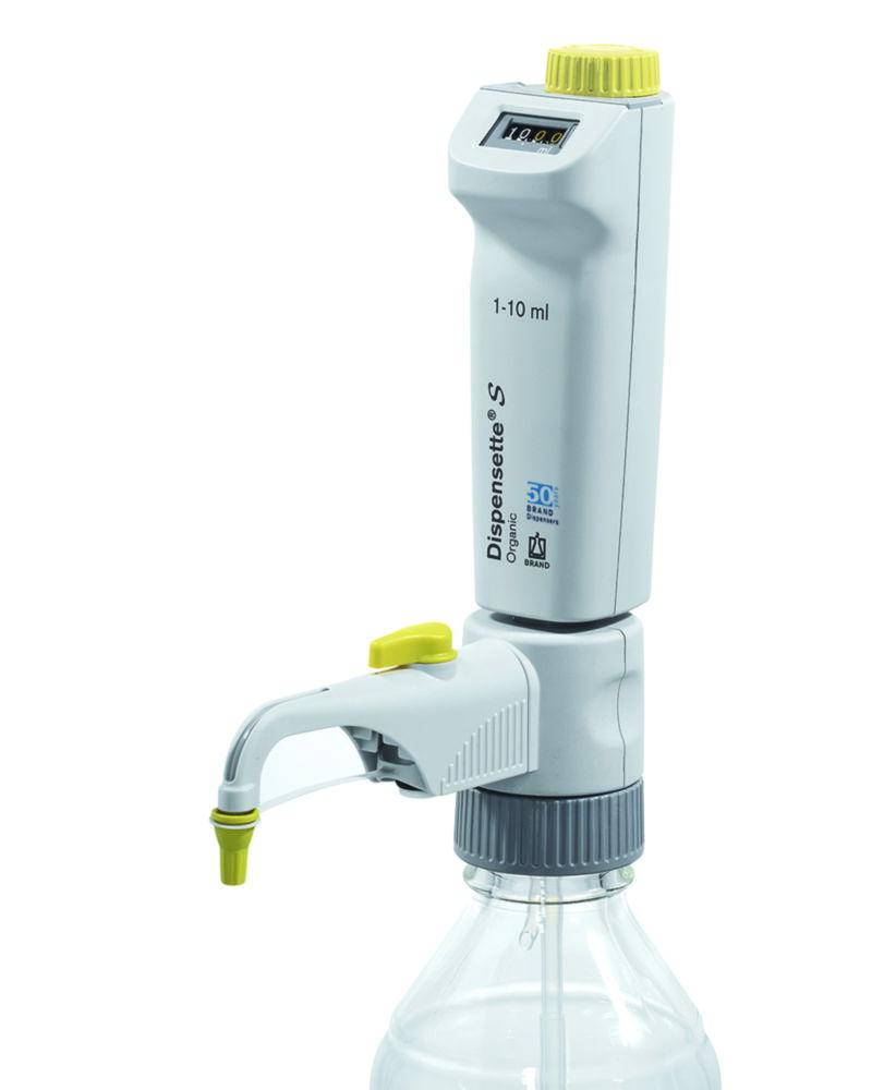 BRAND Dispensette S Organic Digital Bottle-Top Dispenser (5–50 mL) without Recirculation Valve

