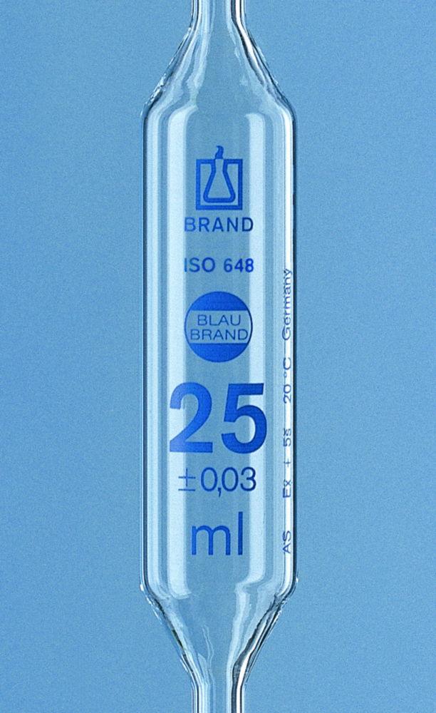 BRAND Volumetric Pipet 10 ml, with 2 marks BLAUBRAND, cl. AS, AR glass KB, blue grad., with single certificate

