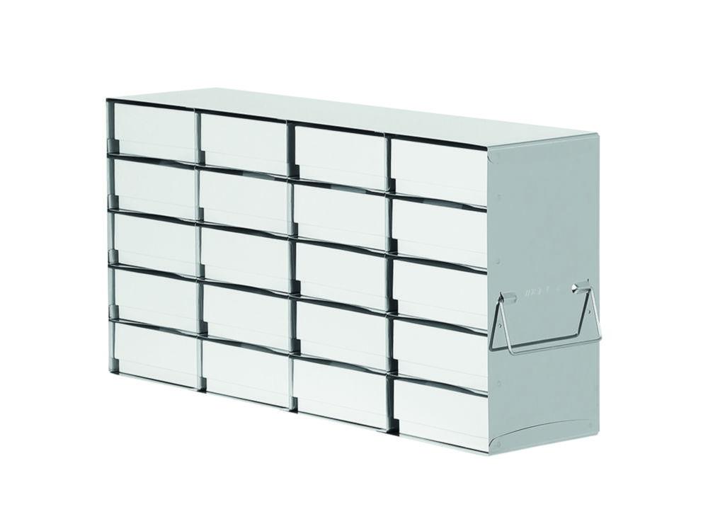 Standard rack for upright freezer for (hxd) 5x4 = 20 boxes 50mm high, delivered including standard white cardboard boxes and 9x9 cell dividers,