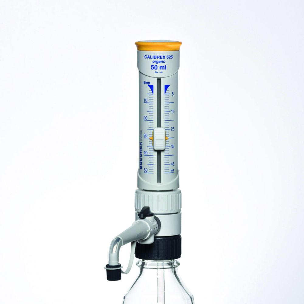 SOCOREX Dispenser Calibrex Organo 525 1–10 ml, Ground Glass Plunger, with Stop Cock, Autoclavable