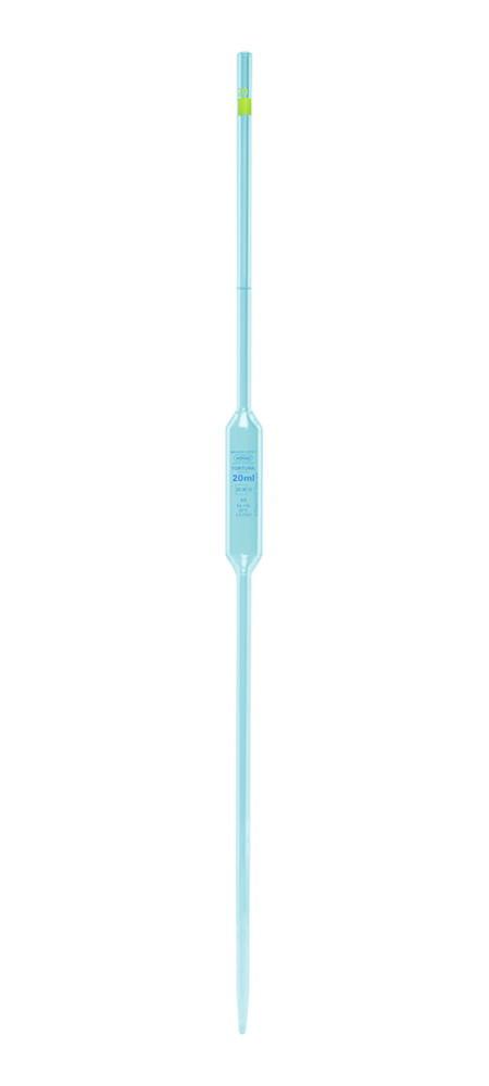 Poulten & Graf Bulp Pipette 40 mL 1 Mark CL. AS, KB, Clear Glass with Blue Graduation