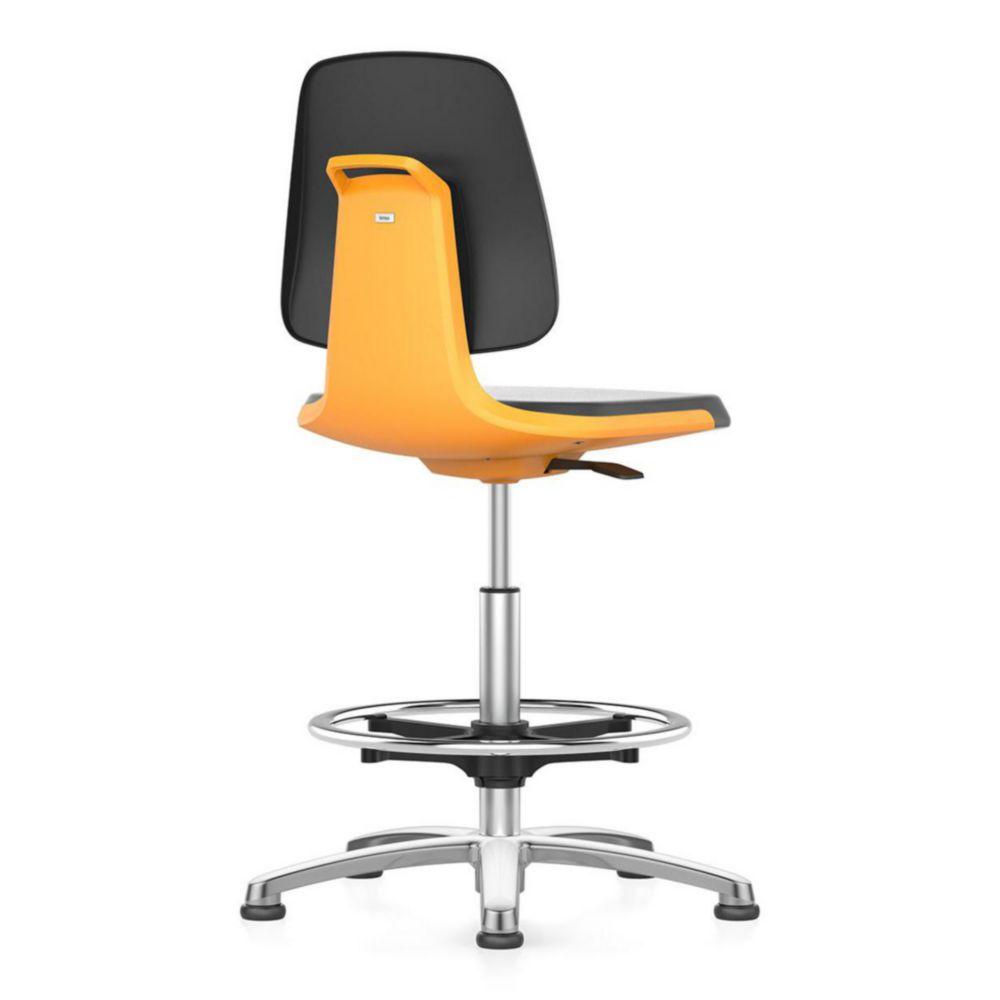 Interstuhl Büromöbel Laboratory Chair Labsit 3 Integral Foam 9588, Black 2000 Seat Orange, with Glides and Foot Ring