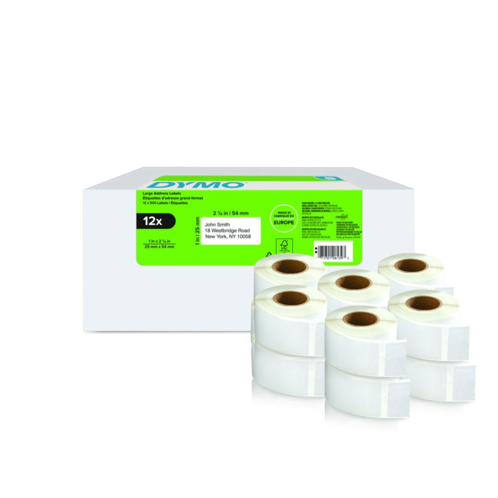 Dymo Original Label for LabelWriter Big Pack White Permanent 12 x 500 Labels, 25mm x 54mm

