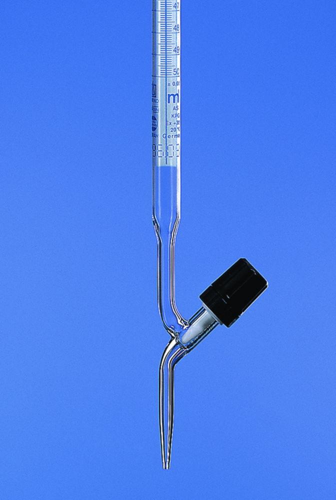 BRAND BLAUBRAND 10 mL Burette with PTFE Stopcock – Class AS, Borosilicate 3.3, Blue Graduation, Schellbach Stripe, DAkkS Certified

