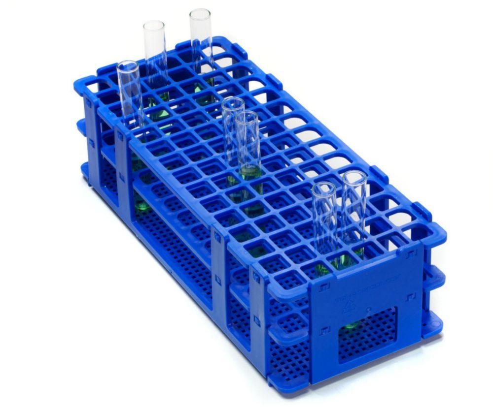 Bel-Art Test Tube Rack 90 Places, D: 13 mm, 6 x 15, Blue, Autoclavable