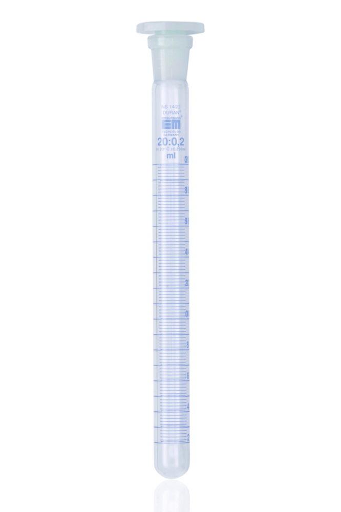 Hirschmann Test Tube 20 : 0.2 ml NS-Grinding, PE-Stopper, Blue Graduated