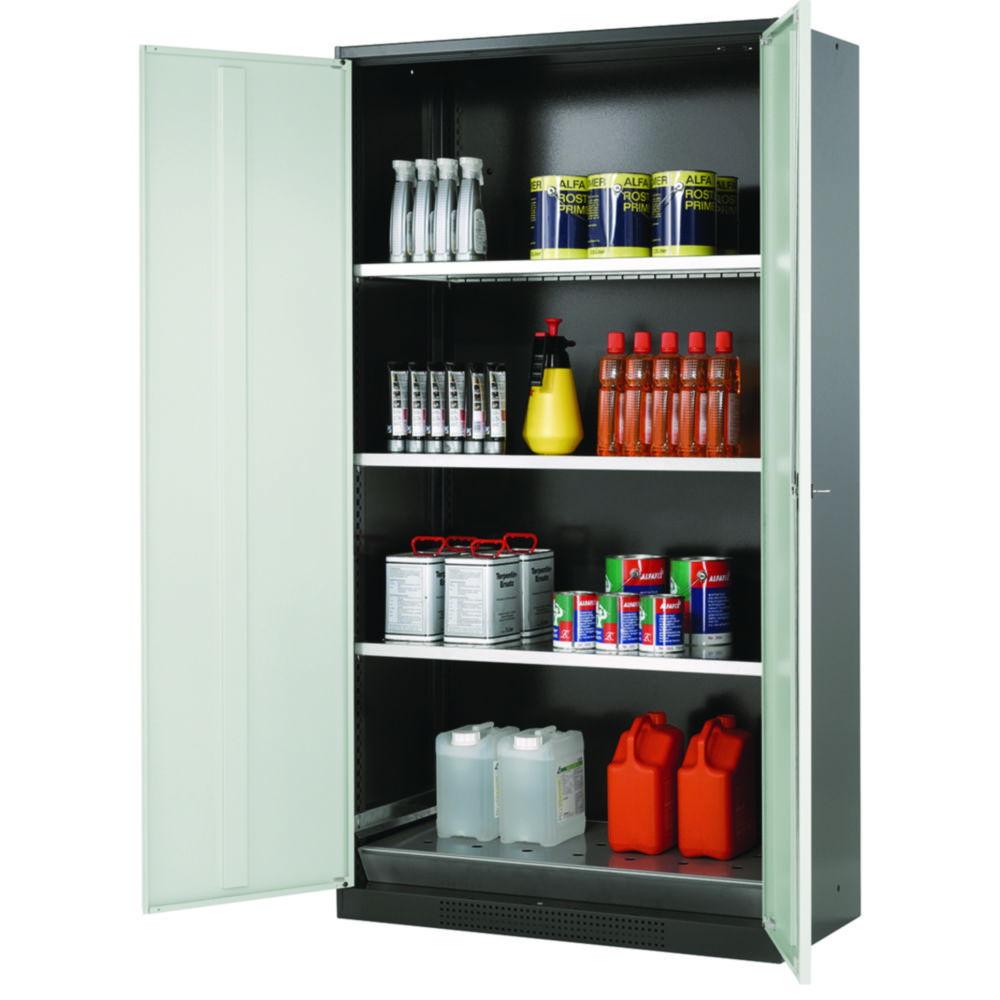 Asecos Chemical Cabinet CS-Classic 1055 x 520 x 1950 mm (W x D x H), Swing Doors Grey RAL 7035, 3 Shelves + 1 Perforated