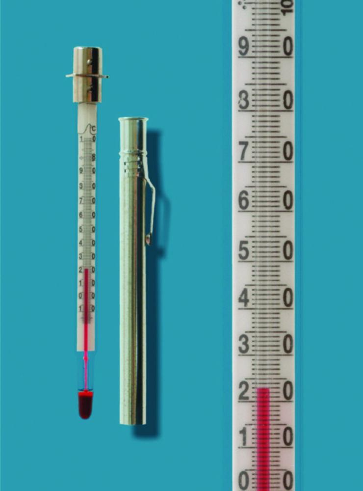 Amarell Pocket Thermometer, Nickel-Plated Case with Clip, Red Filling, Range -35°-+50°C : 1°C