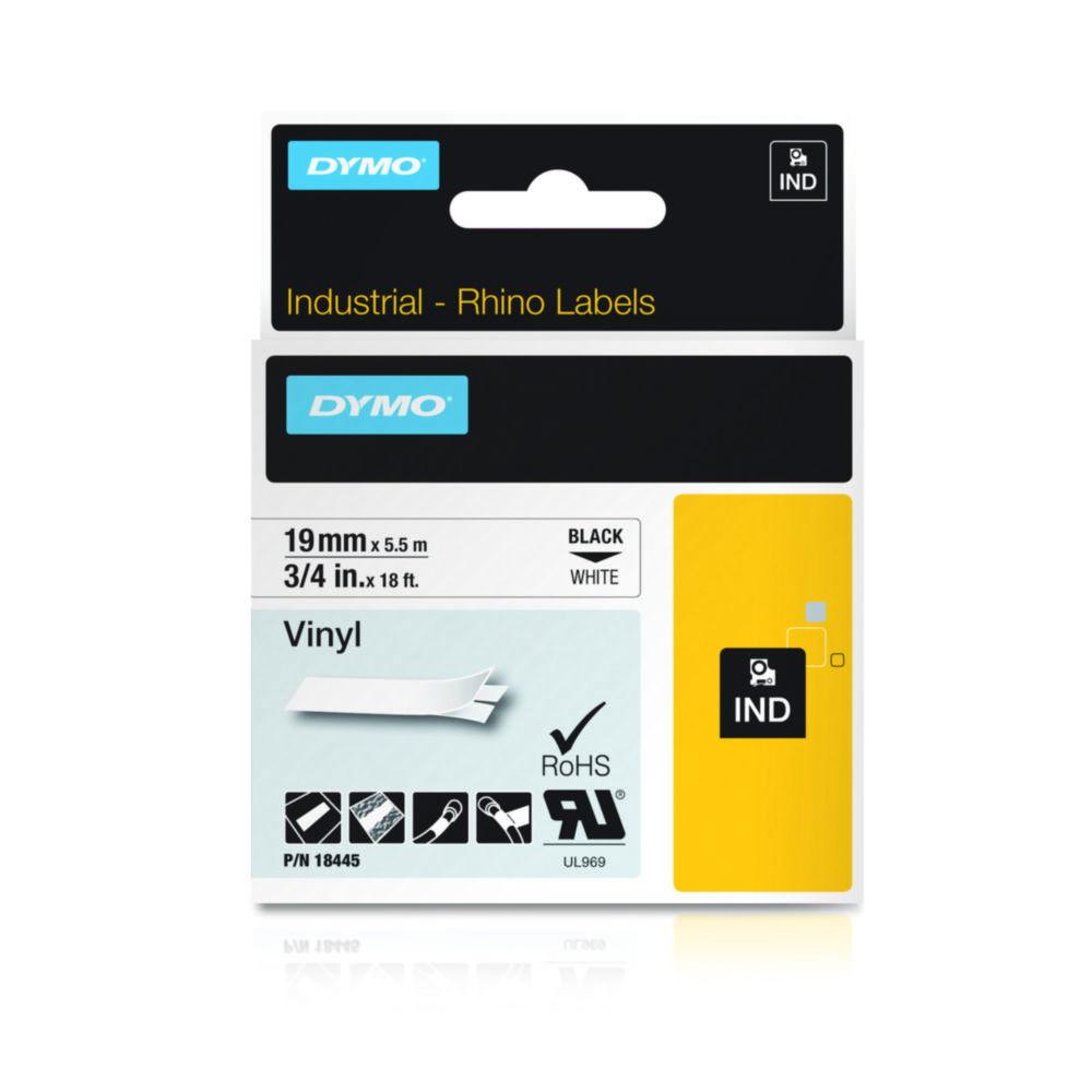 Dymo Original IND Tape for Rhino, 19mm x 5.5m, Coloured Vinyl, Black on White

