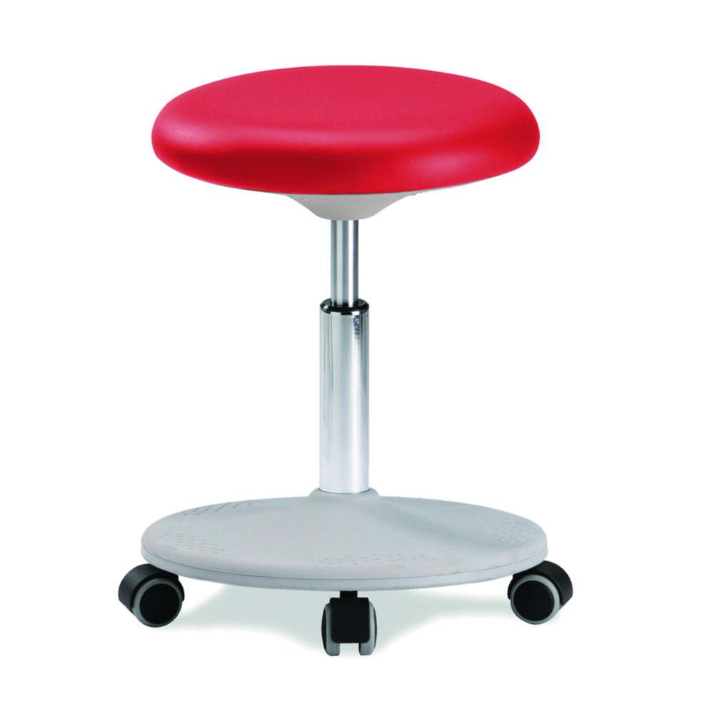 Interstuhl Büromöbel Stool Labster, Red Synthetic Leather Skai, Height Adjustable 450–650 mm, Castors, Disc Feet and Plastic Units, Platinum Grey