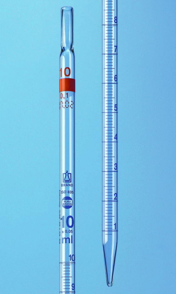 BRAND Measuring Pipette Cap 2 mL, BlauBRAND, Absolute Drain, Conformity Certified, Class AS, AR Glass, Blue Graduation, Type 2