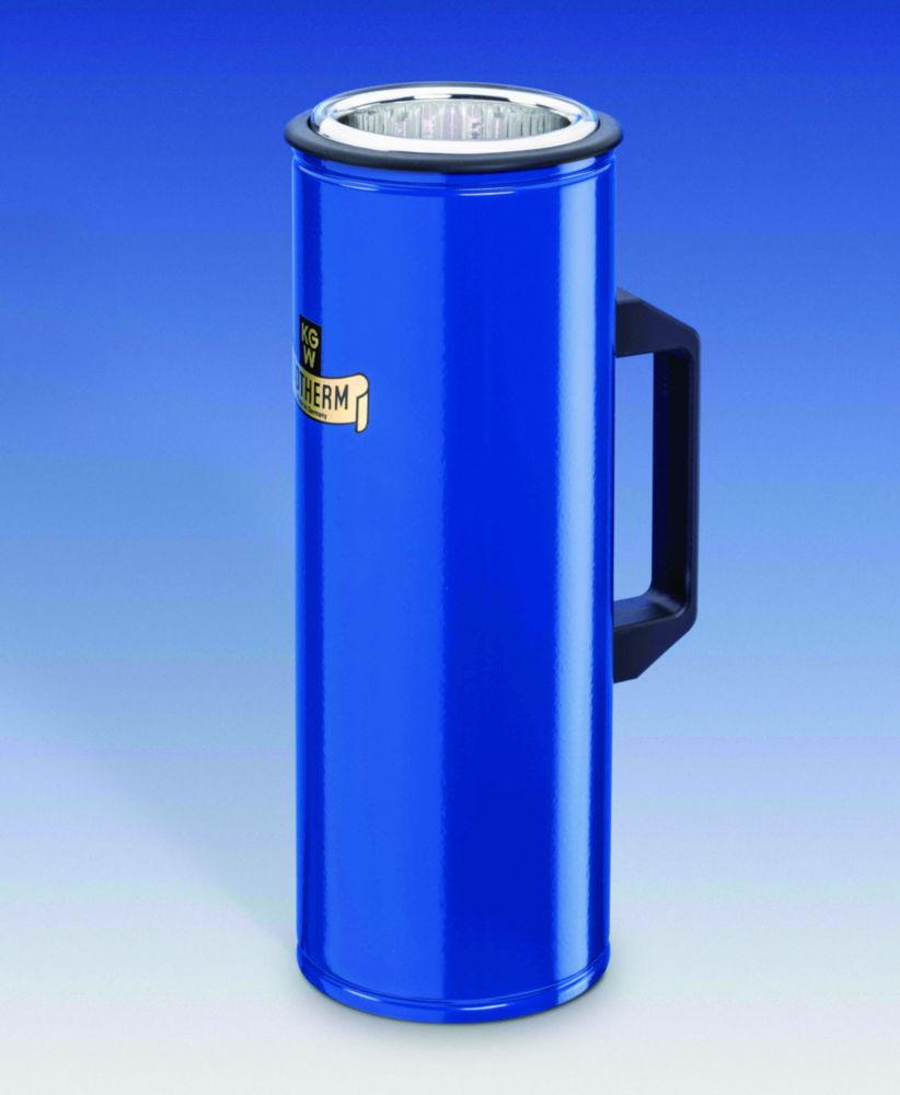 KGW Schieder Dewar Flask Type G 6 C 0.8 Ltr. Blue Coated Aluminium Cover, 240x67 mm, Cylindrical Shape, with Handle