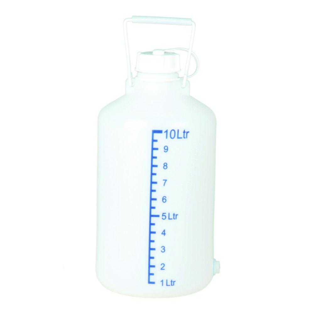 Hünersdorff Aspirator Bottle PE 10 L Natural with Carrying Handle Without Stopcock UV Protection with Printed Scale

