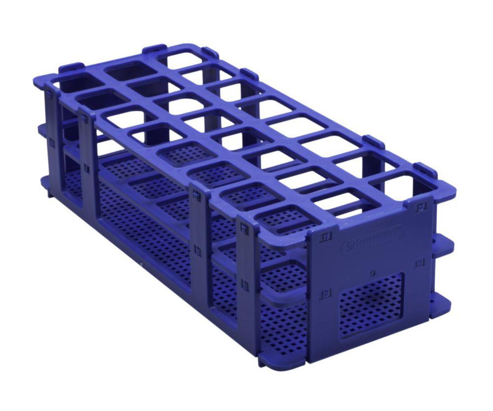 Bel-Art Test Tube Rack 24 Places, D: 25 mm, 3 x 8, Blue, Autoclavable