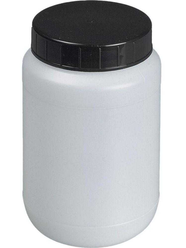 Bürkle Wide Neck Jar 500 ml, HDPE w.Screw Cap, PP Black w.PE Sealing Washer Round, Transparent
