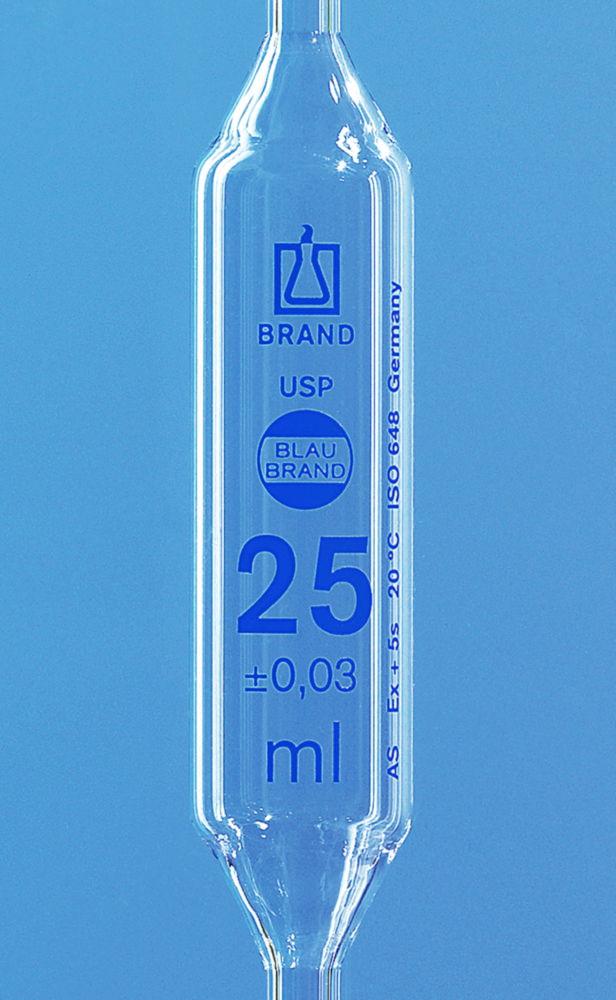 BRAND Bulb Pipette 3 mL 1 Mark USP BLAUBRAND Class Conform Cert Blue Grad AR-Glas including USP Batch Certificate