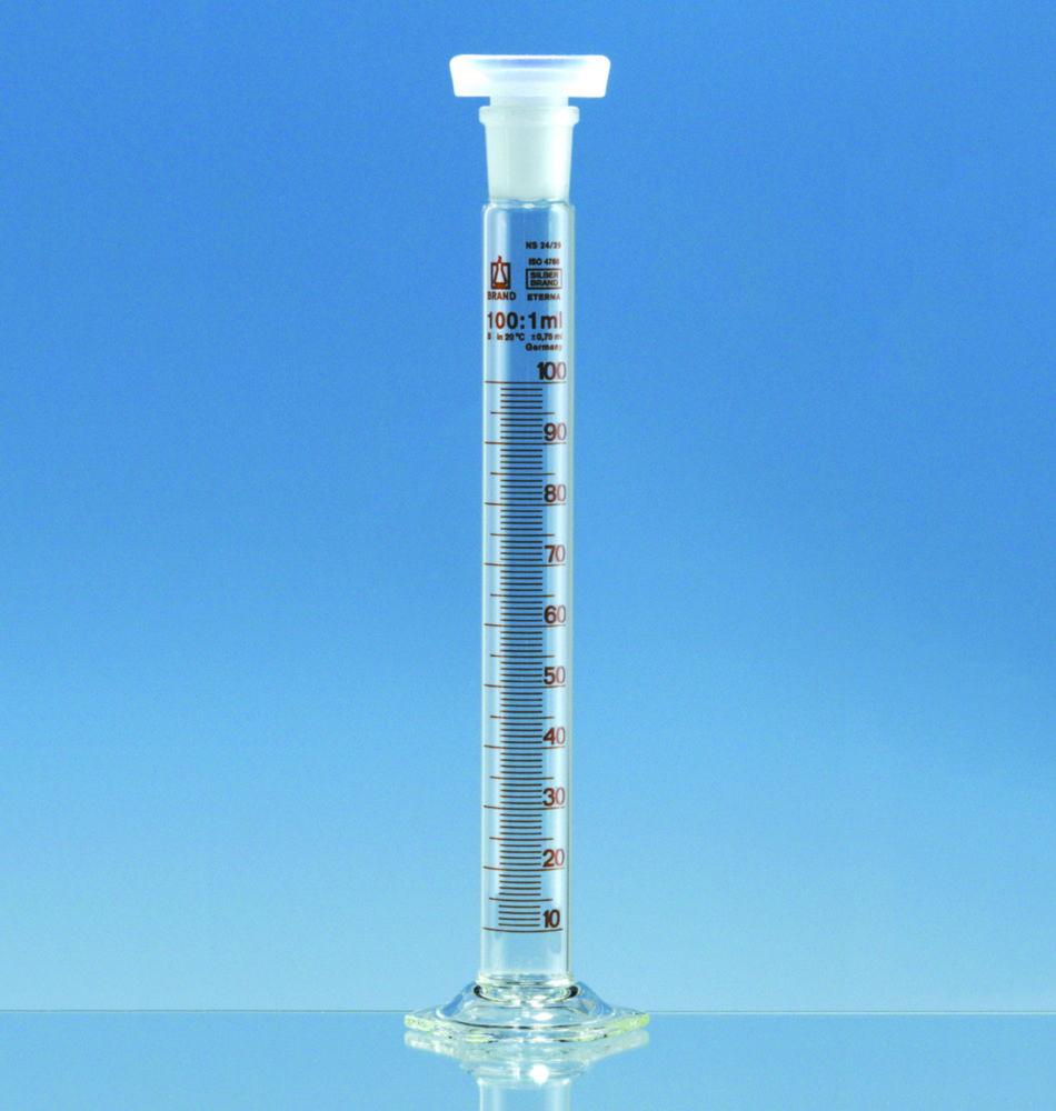 BRAND Measuring Cylinders 100mL Stoppered Glass Borosilicate 3.3