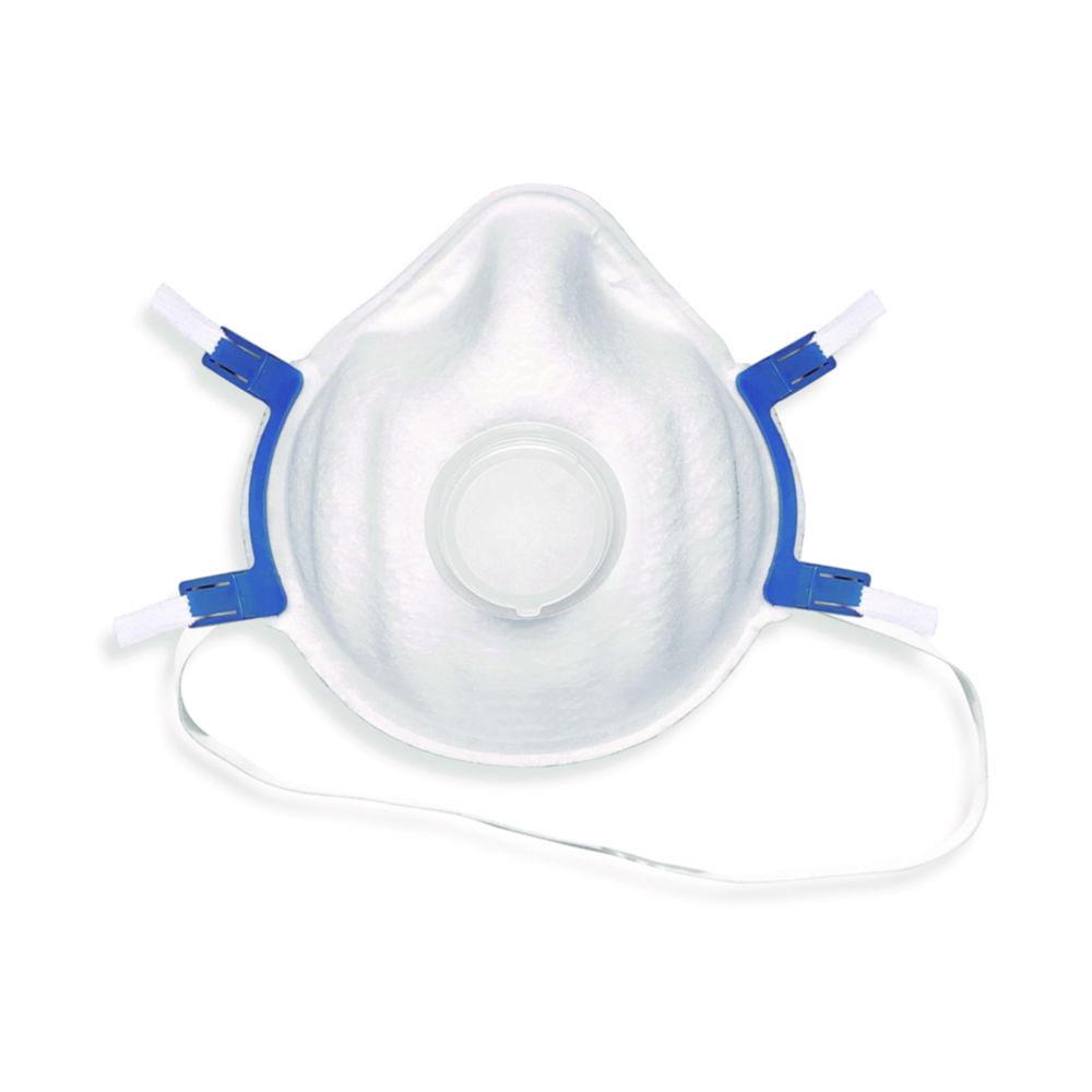 Particle filtering half mask BariMask FFP C3V with blue straps and white exhalation valve cap, preformed, pack of 5