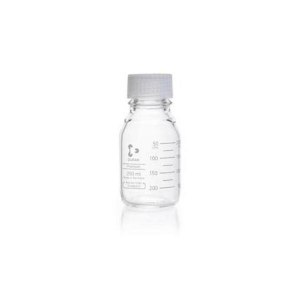 DWK Duran 250 mL Premium Glass Laboratory Bottle with GL 45 Screw Cap and Pouring Ring