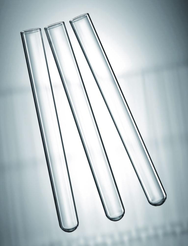 Scherf Test Tubes, 40 × 8 mm, 0.6–0.7 mm Wall, Soda Lime Glass, Without Rim, Round Bottom, Pack of 200
