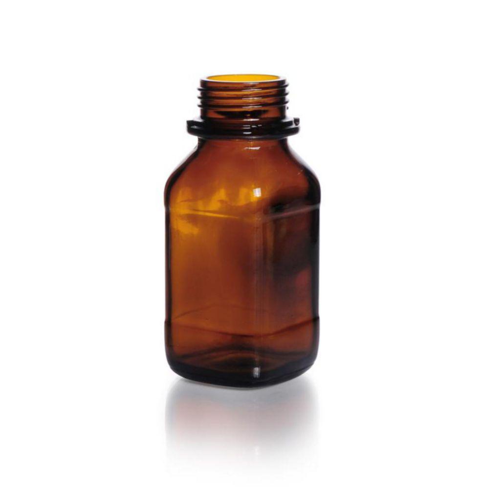 DWK Duran Square Screw Cap Bottle 250 mL, Wide Neck, Amber Thread 45, Soda Lime Glass, Without Cap