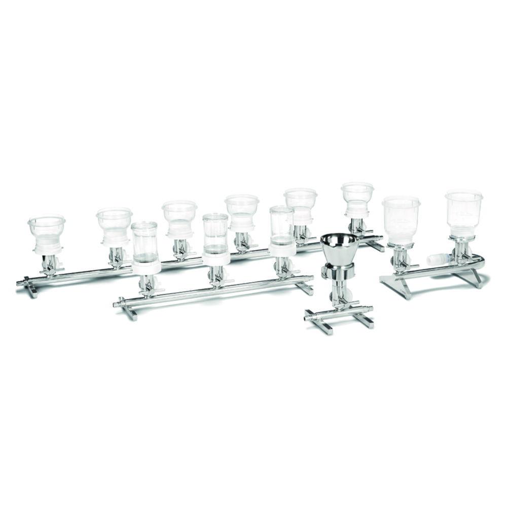 Sartorius 3‑Branch Microsart Manifold with 100 mL Stainless Steel Funnels