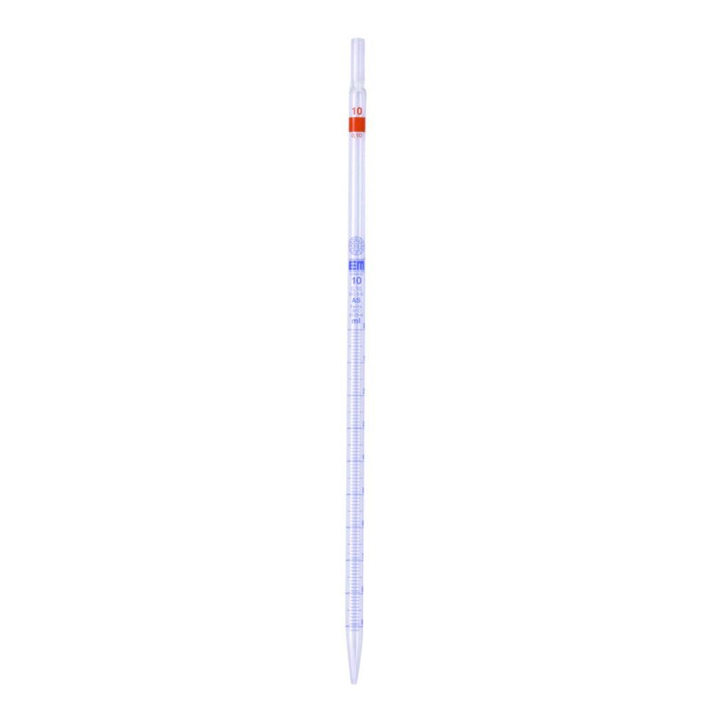 Hirschmann Laborgeräte Measuring Pipette 25:0,1 mL 450mm, Class AS, AR-Glass, DIN ISO 835, Blue Graduation