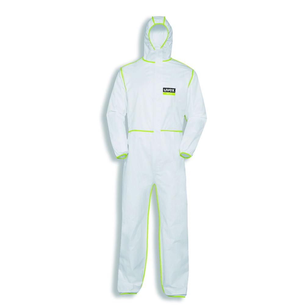 Uvex Overall 5/6 Comfort PP/PE Spunbond Laminate White/Lime With Hood, SMS Back, Model 9877, Type 5/6, Size XXXL, Pack Of 5

