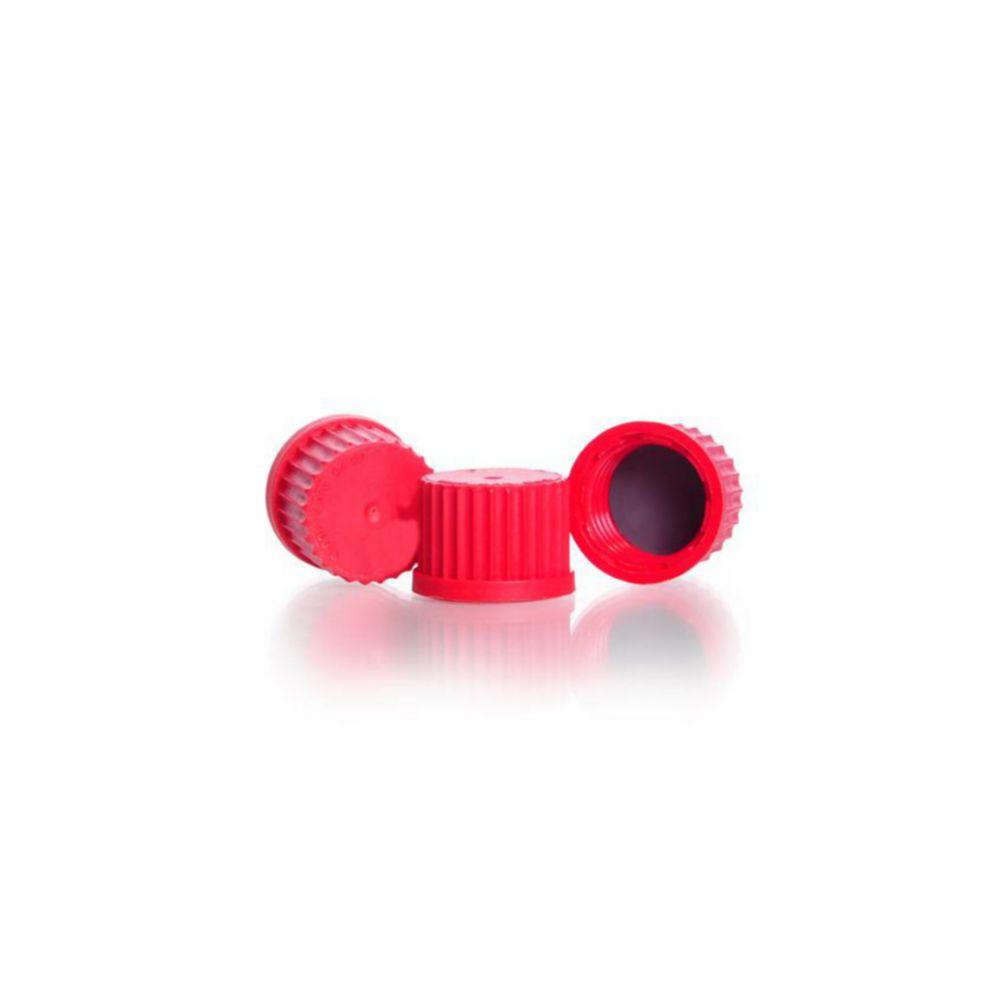 DWK Duran Screw Cap, GL 25 PBT, Closed, Red, with PTFE Protected Seal