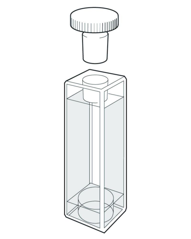 Macro Cell Type 21, 10mm optical path length 3.5 ml, Quartz Glas, well for magnet location, non sealing PTFE-cover