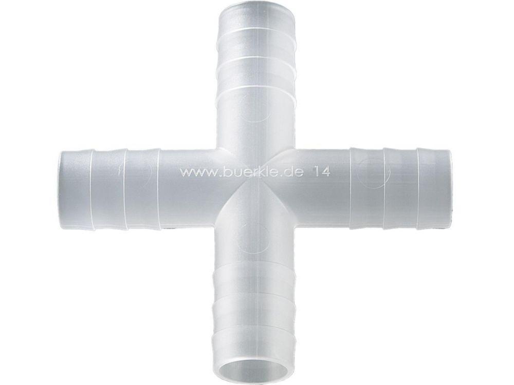 Bürkle Cross Connector PVDF, for Ø 13–15 mm Cylindrical, Pack of 10