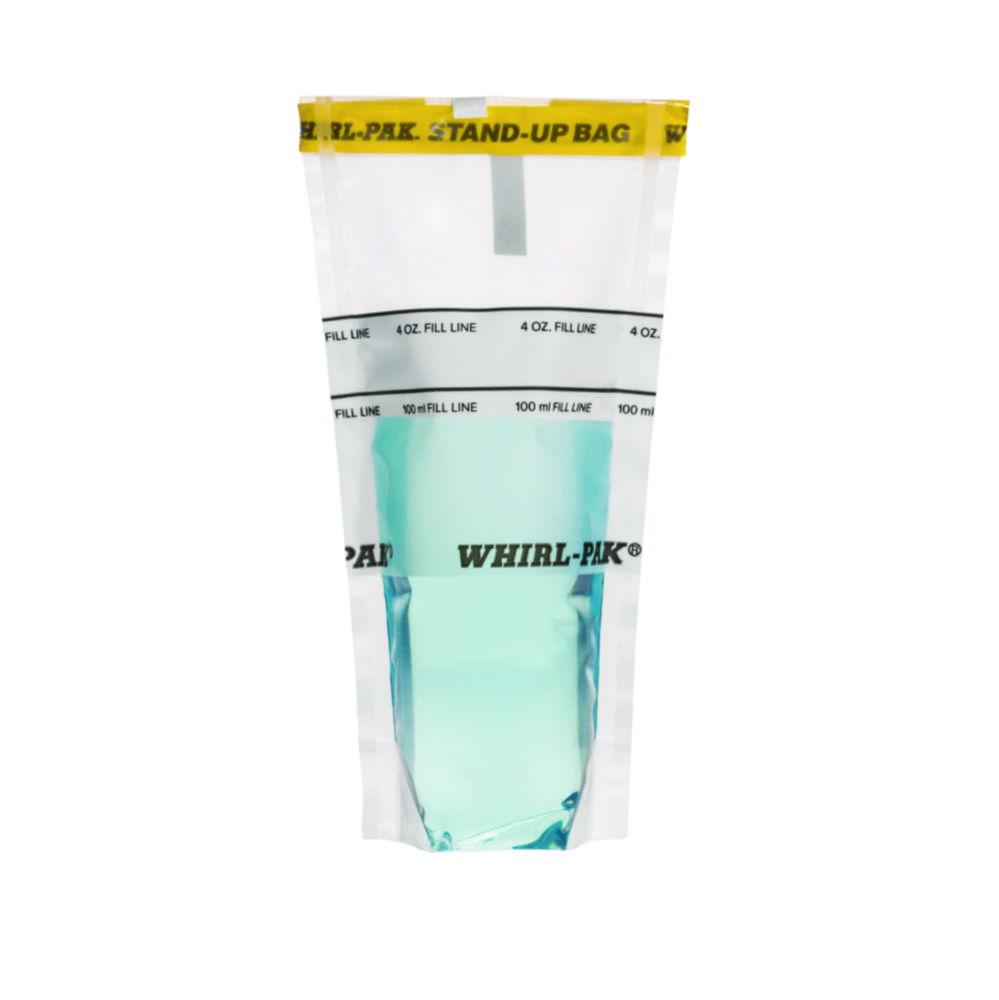 Nasco Whirl-Pak Sample Bags 75x185mm with Writing Field, Stand-Up, PE, Sterile, 120ml Capacity, 80ml Filling Volume (Pack of 500)