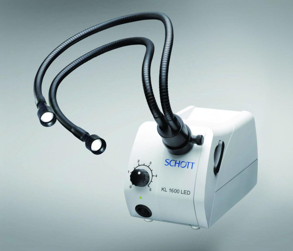 Schott LED Cold Light Source KL 1600 LED including 2-Armed Gooseneck and Focus Lenses with CH Plug