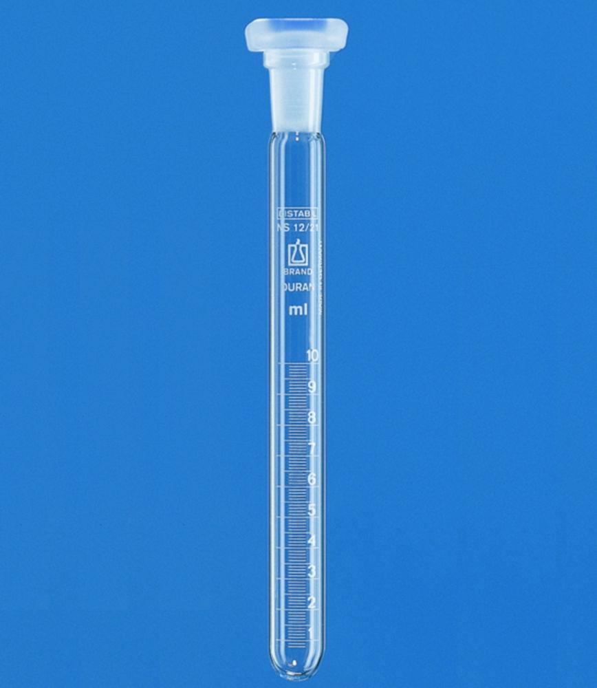 BRAND Graduated Test Tube 10 mL with PP Stopper, Borosilicate 33, White Graduation, 15x165 mm