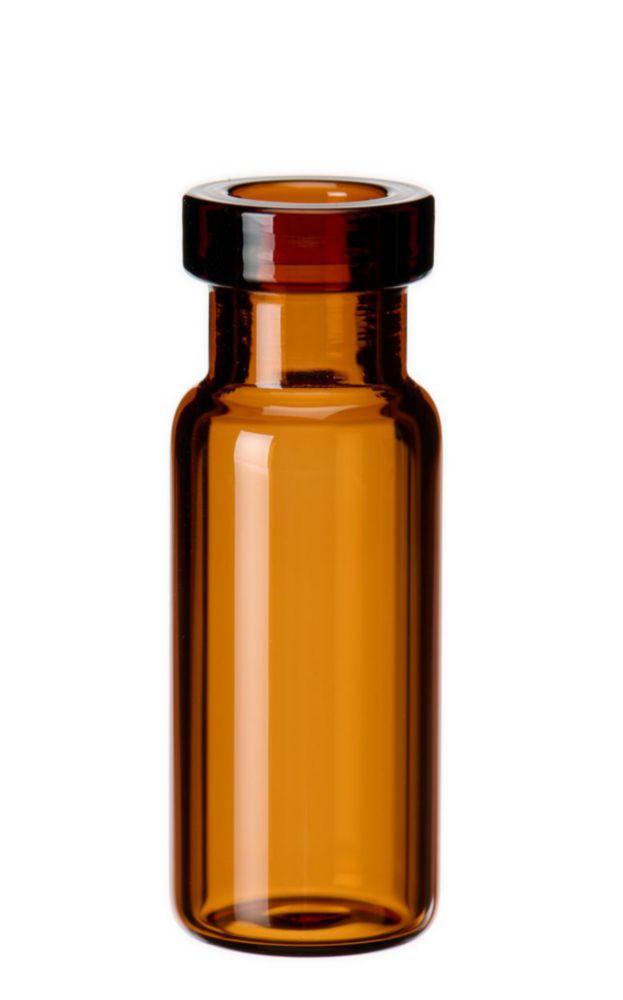 LLG Labware Crimp Neck Vial 1.5 mL Amber Glass, 11.6 mm Diameter x 32 mm Height, Flat Bottom, Wide Opening, Pack of 100