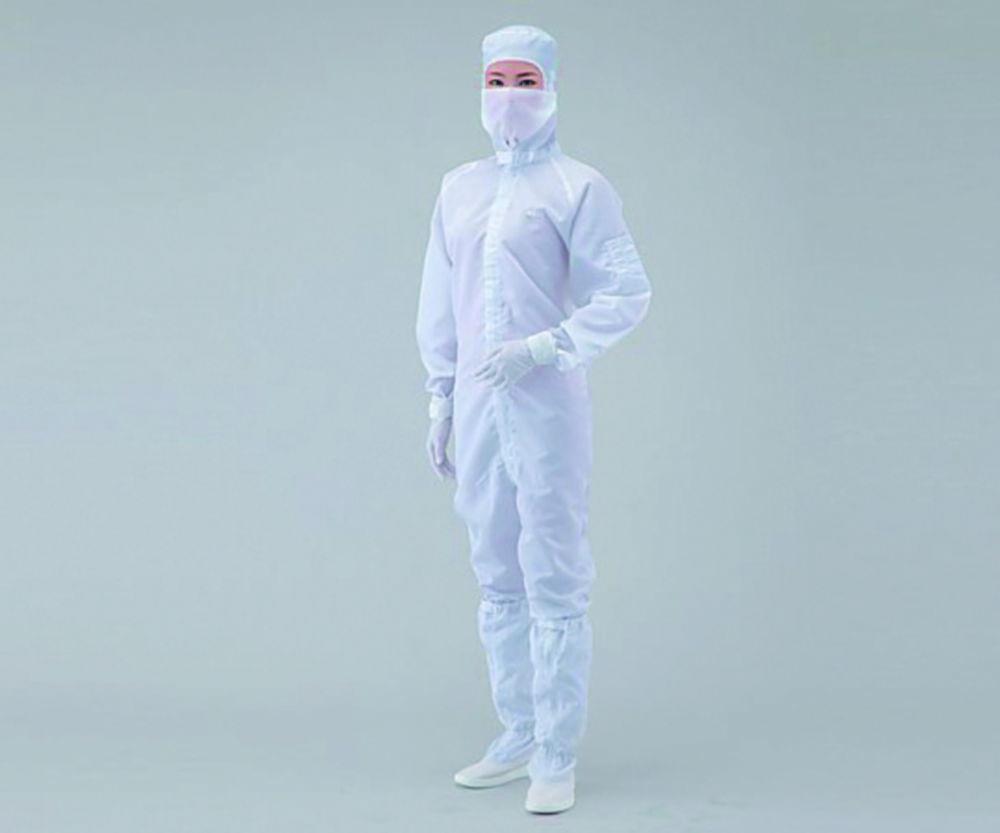 As One ASPURE Overall for Cleanroom, Blue, Polyester, with Hood, Front Zip, Type 11120BB, Size M