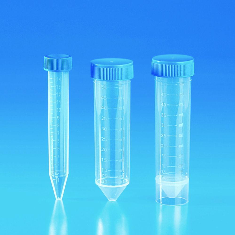 Kartell Conical Grad Test Tube 50 mL PP Pack of 100 Blue Cap 30 x 115 mm