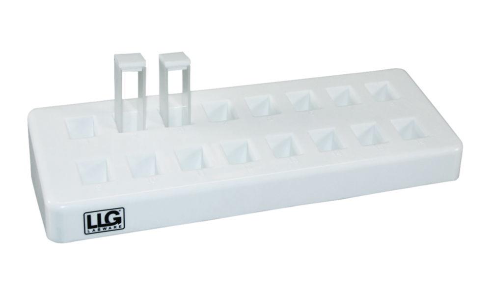 LLG Cuvette Rack, PP, for 16 Cuvettes of 10mm, 210x70x35mm