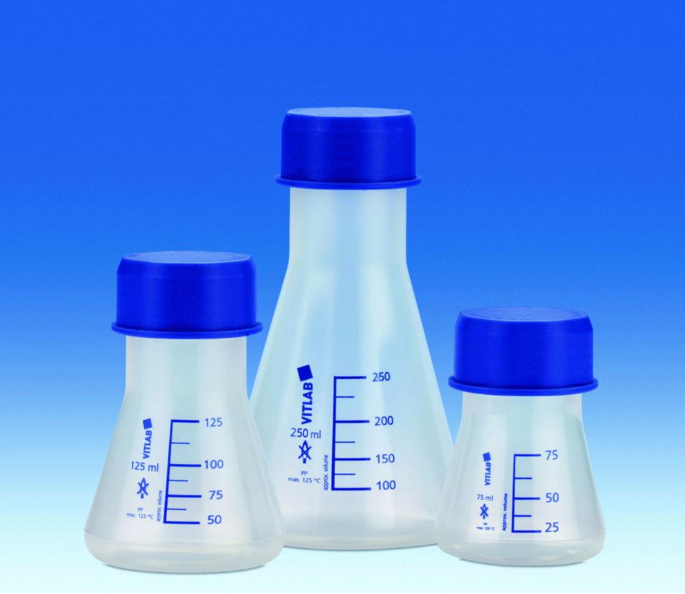 VITLAB Erlenmeyer Flask, 250 mL, PP, GL 45 with Screw Cap, PP