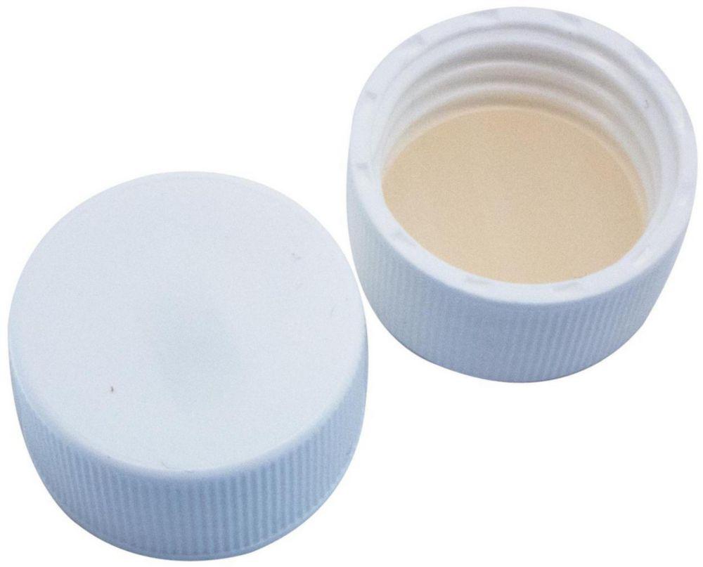 LLG Screw Caps N 24 White PP Closed Silicone Natural/PTFE Beige 45° Shore A EPA Quality Pack of 1000
