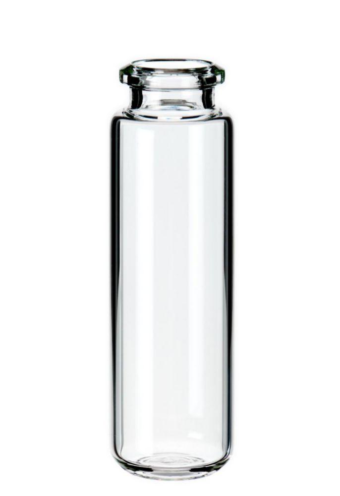 LLG Headspace Crimp Neck Vial N 20, 20 ml, OD 23 mm, Outer Height 75.5 mm, Clear, Rounded Bottom, Bevelled Top, Pack of 100
