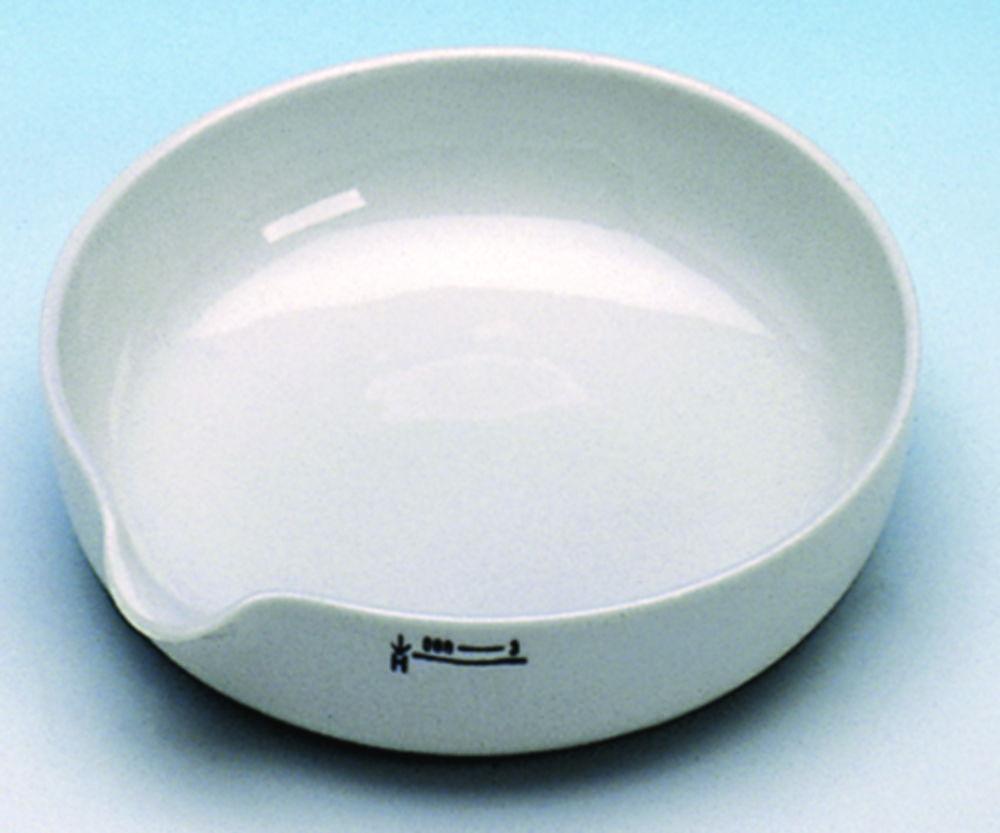 Haldenwanger Evaporating Basin, 100mm Ø, Porcelain, Flat with Spout, Glazed, DIN 12903, Form A