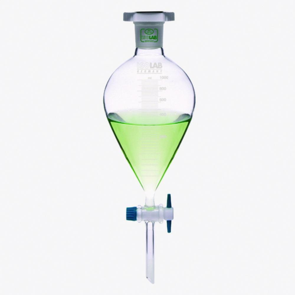 ISOLAB Separating Funnel, 250 mL, Conical, Valve Cock, DIN 12452