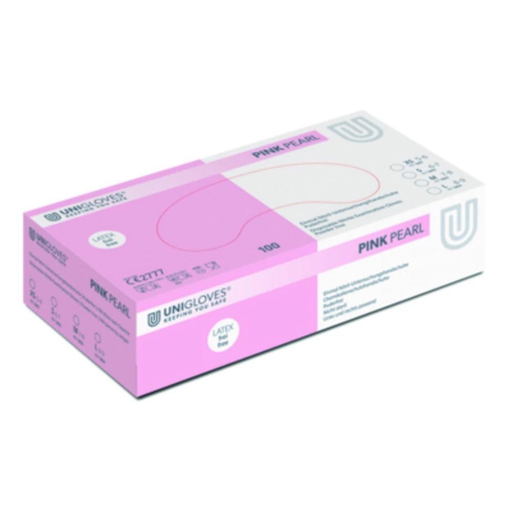 Unigloves Nitrile Gloves Pink Pearl Size S, Powder-Free, Non-Sterile, Rolling Edges, Micro-Roughened Finger Tips, Pack of 100