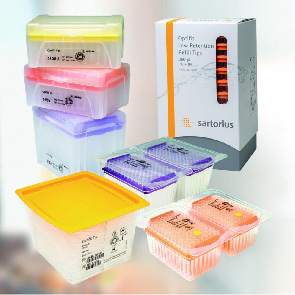 Sartorius Optifit Pipette Tips 10-1000 µl Standard, 68.5 mm, Tips ID: Z, Non-Sterile, Pack of 10x96