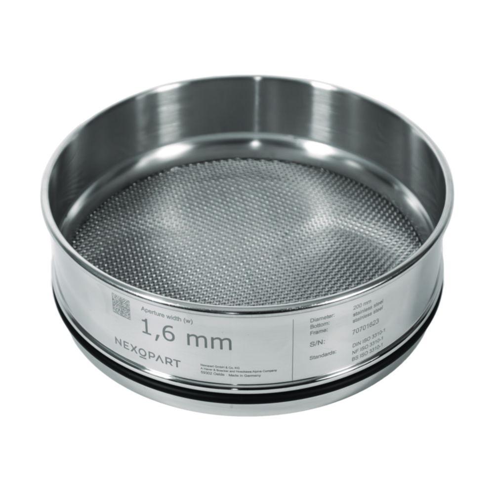 Analytical seeve 200 x 50 mm 1,6 mm Mesh size, with stainless steel frame acc. to DIN EN 10 204