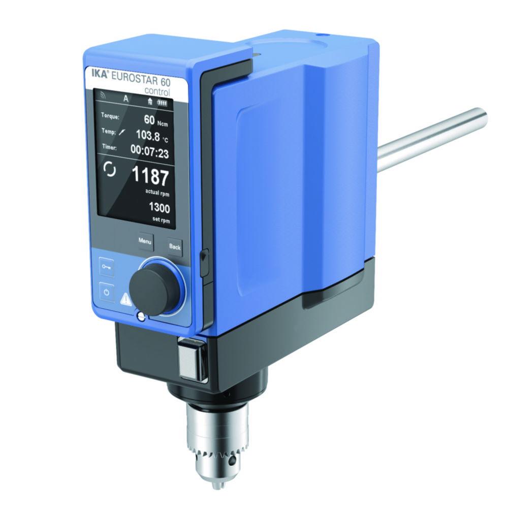 IKA Overhead Stirrer EUROSTAR 60 Control 0/30 – 2.000 min⁻¹, H 67.60 Temperature Sensor and WH WiCo Holder